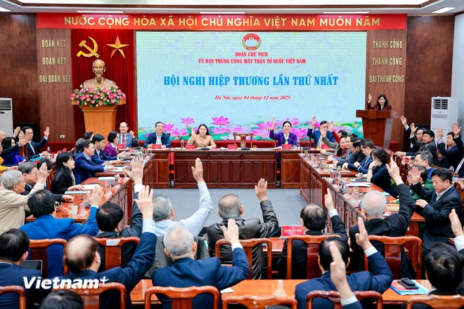 Hội nghị hiệp thương lần thứ nhất của Ủy ban Trung ương Mặt trận Tổ quốc Việt Nam. (Nguồn: Vietnam+)