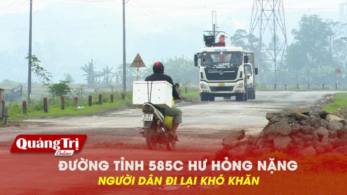 Đường tỉnh 585C hư hỏng nặng, người dân đi lại khó khăn