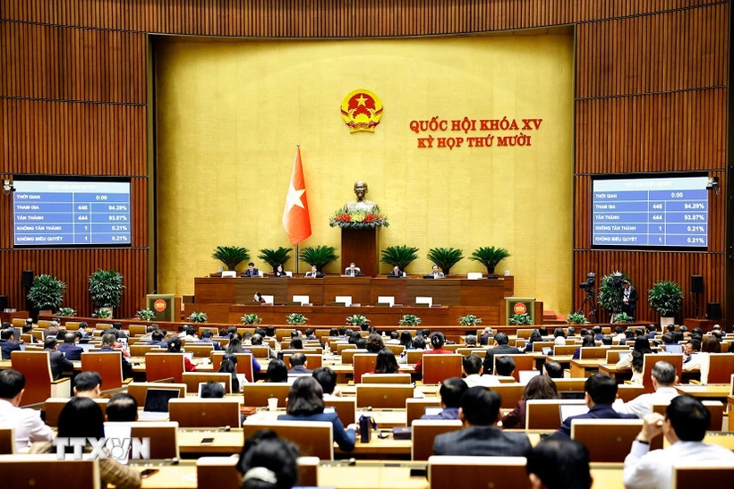 Quốc hội làm việc tại hội trường. (Ảnh: Doãn Tấn/TTXVN)