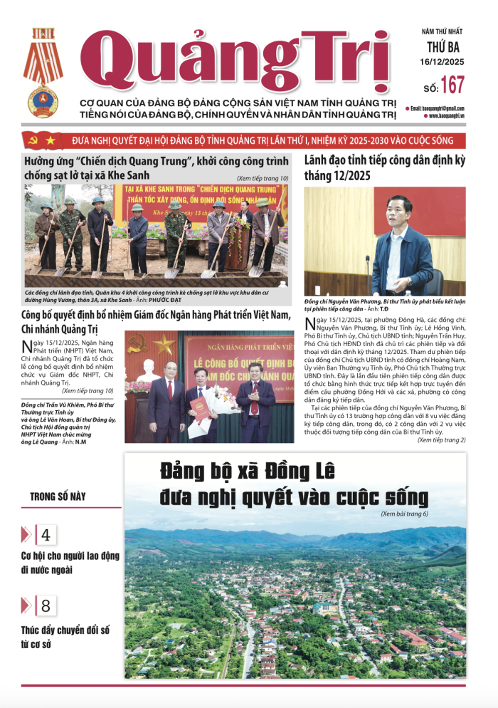 Báo Quảng Trị số 167 - Ngày 16-12-2025
