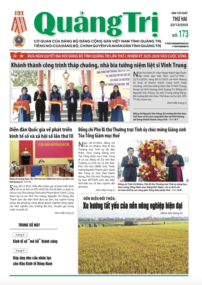 Báo Quảng Trị số 173 - Ngày 22-12-2025