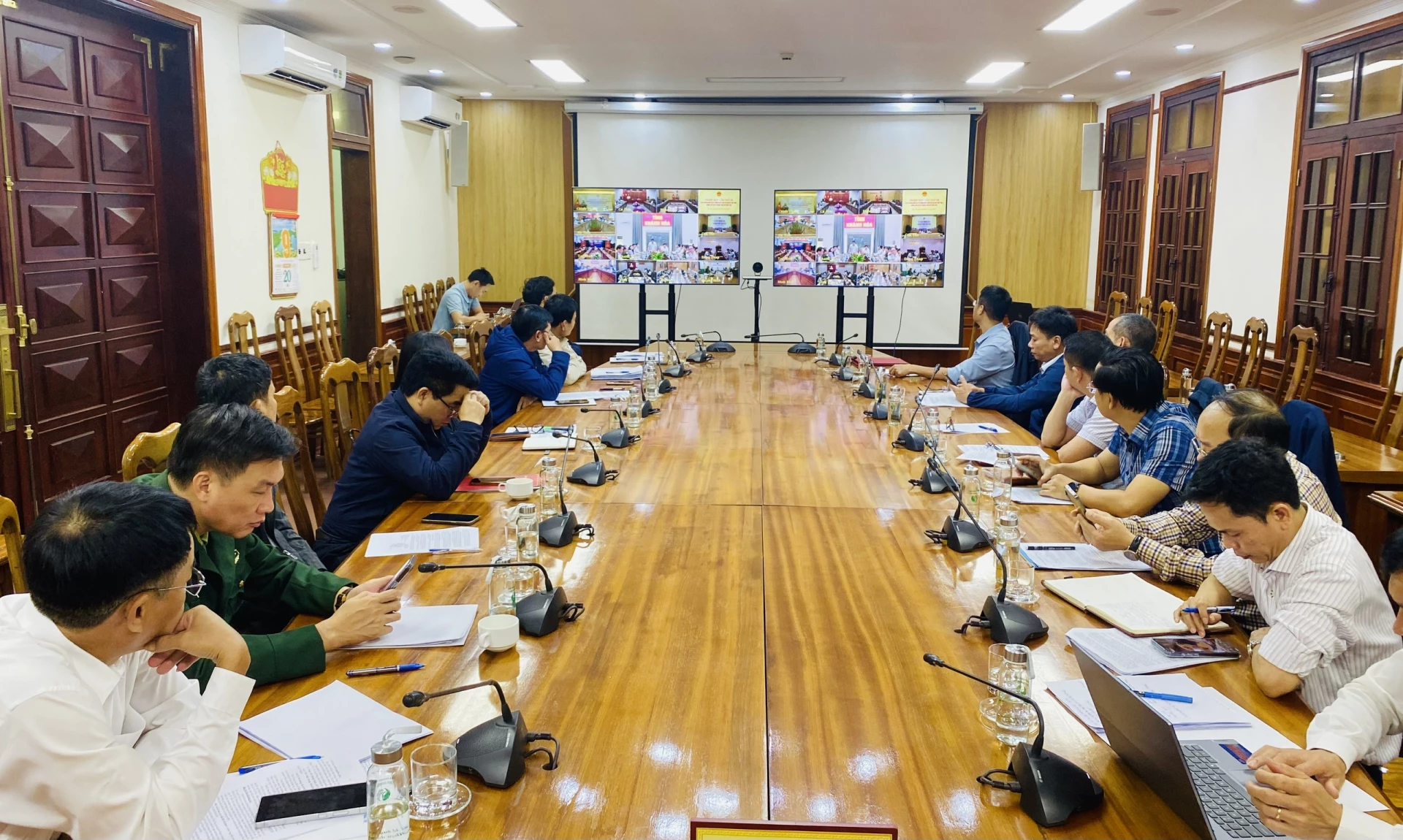 Quang cảnh cuộc họp tại điểm cầu tỉnh Quảng Trị - Ảnh: T.L