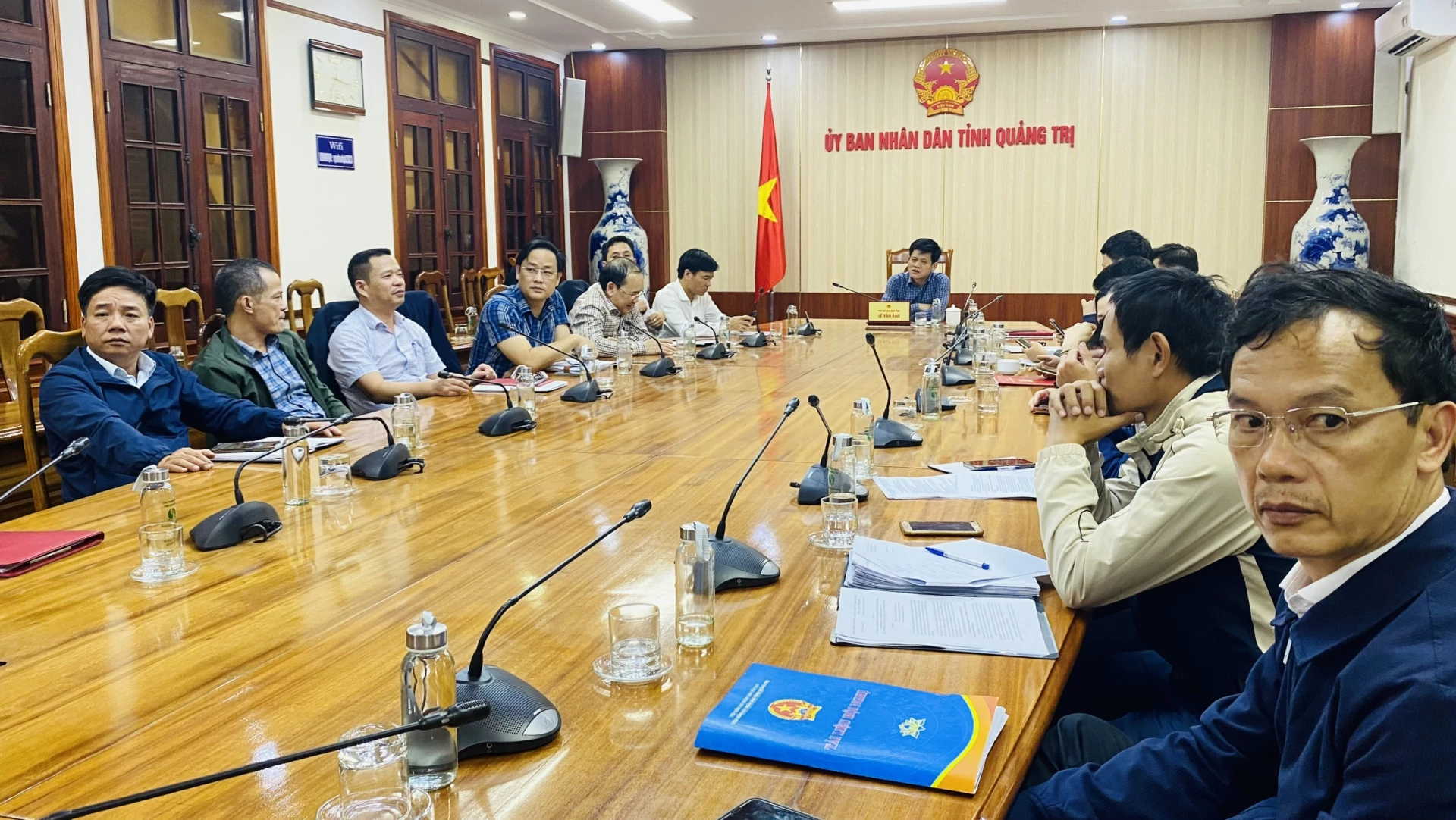 Quang cảnh cuộc họp tại điểm cầu tỉnh Quảng Trị - Ảnh: T.L