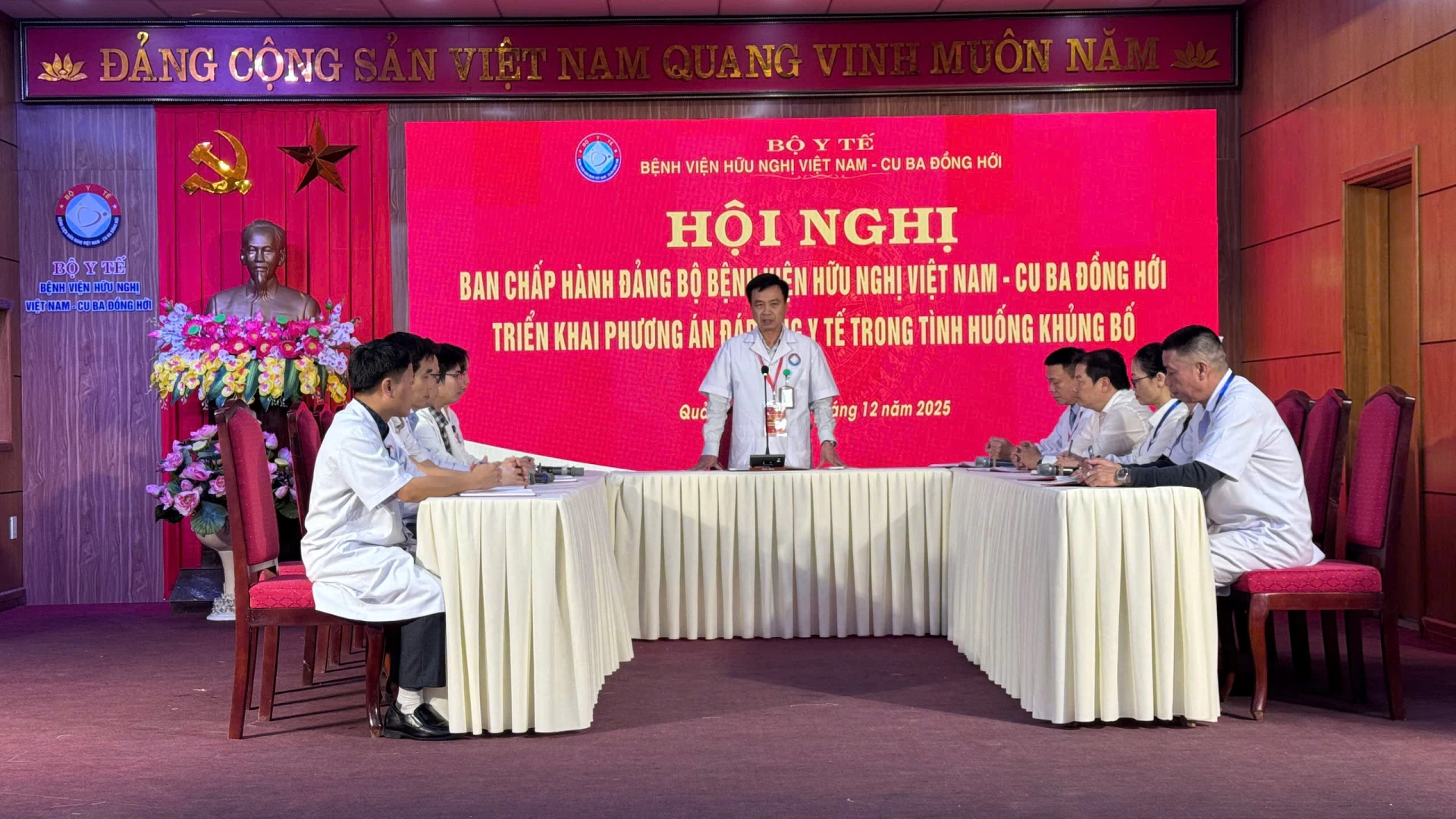 Bệnh viện Hữu nghị Việt Nam - Cuba Đồng Hới diễn tập vận hành cơ chế - Ảnh: Quang Ngọc