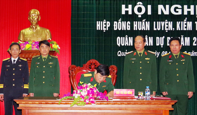 Bộ CHQS tỉnh: Tổ chức hội nghị hiệp đồng huấn luyện, kiểm tra sẵn sàng động viên quân nhân dự bị năm 2016