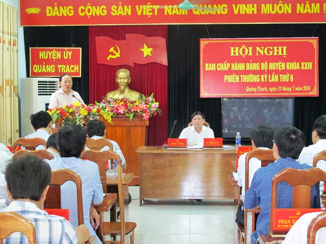 Huyện ủy Quảng Trạch và Đảng ủy Khối Doanh nghiệp tỉnh: Triển khai nhiệm vụ 6 tháng cuối năm 2016