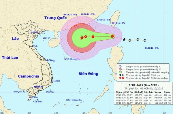 Công điện yêu cầu chủ động đối phó với diễn biến bão Aere