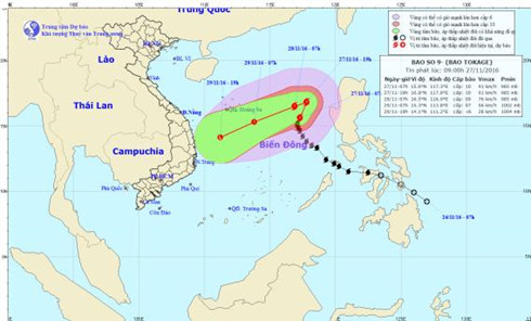 Tin mới nhất về cơn bão số 9 trên Biển Đông