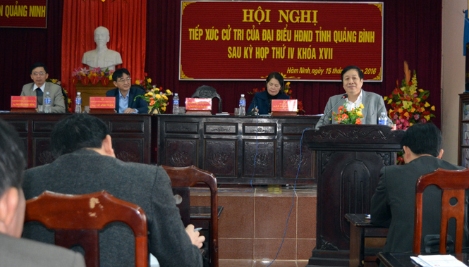 Đại biểu HĐND tỉnh tiếp xúc cử tri tại huyện Quảng Ninh và Tuyên Hóa