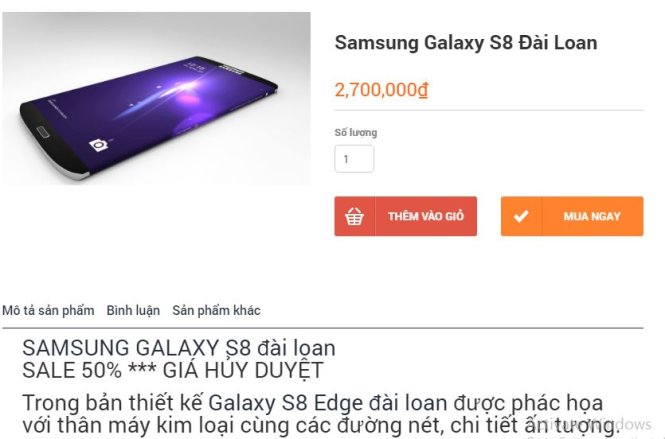 Xuất hiện Samsung Galaxy S8 nhái tại Việt Nam, giá 3 triệu đồng