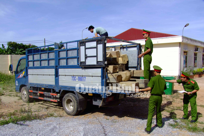 Bắt giữ xe ô tô vận chuyển gỗ trái phép