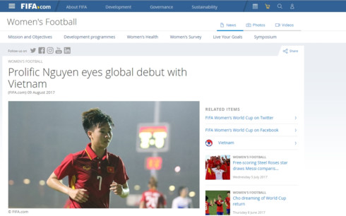 "Ronaldo của ĐT nữ Việt Nam" được FIFA ca ngợi