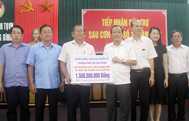TP. Hồ Chí Minh hỗ trợ tỉnh ta 1,5 tỷ đồng khắc phục hậu quả bão số 10