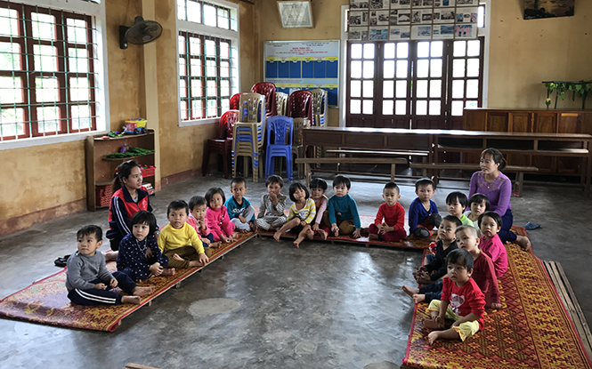 Trường mầm non Quảng Tiến: Học nhờ nhà văn hóa thôn