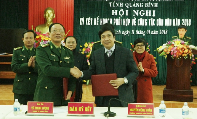 Ký kết phối hợp hoạt động giữa Ban Dân vận Tỉnh ủy với BĐBP tỉnh Quảng Bình