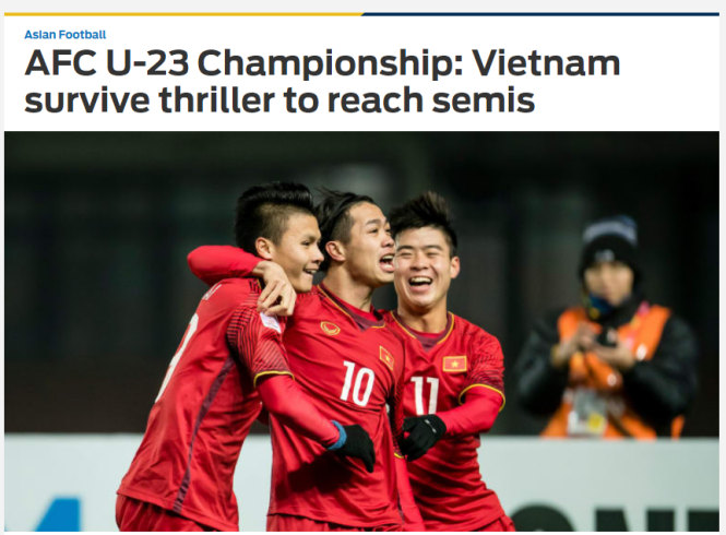 Báo chí châu Á: U-23 VN vào bán kết một cách ngoạn mục