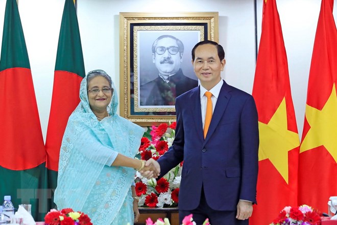 Chủ tịch nước Trần Đại Quang hội đàm với Thủ tướng Bangladesh