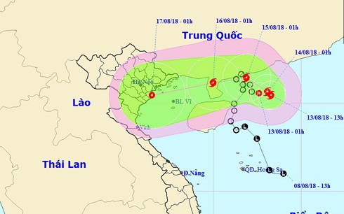 Áp thấp nhiệt đới di chuyển hướng Đông Đông Nam và mạnh lên thành bão