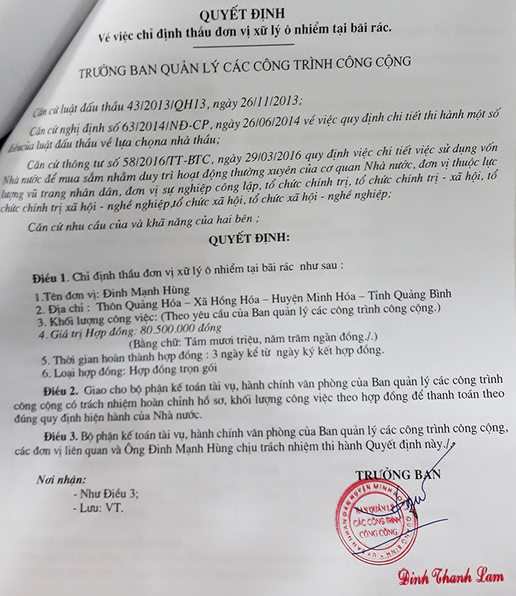 Minh Hóa:  Có hay không dấu hiệu "làm xiếc" với ngân sách nhà nước?
