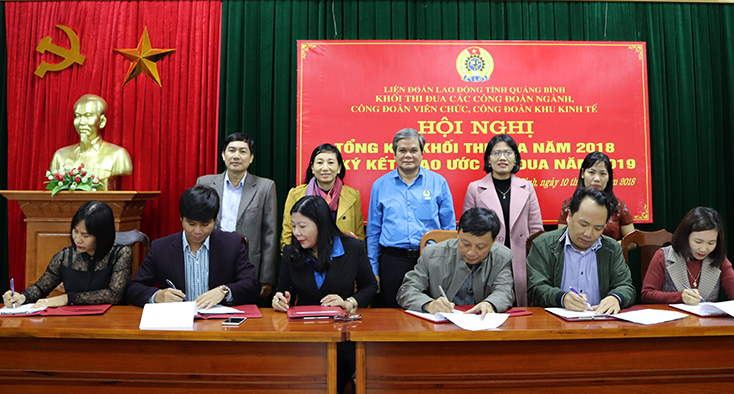 Khối thi đua CĐ ngành-CĐ Khu kinh tế và CĐ Viên chức tỉnh:  Ký kết giao ước thi đua năm 2019