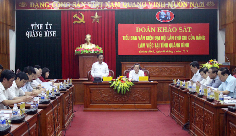 Đoàn công tác Tiểu ban Văn kiện Đại hội XIII của Đảng làm việc tại tỉnh Quảng Bình
