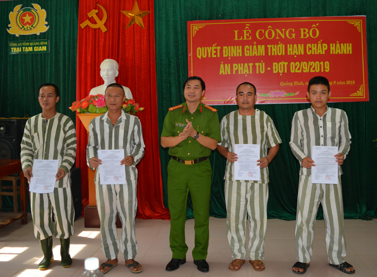 Trại tạm giam Công an tỉnh:  Công bố quyết định giảm thời hạn chấp hành án phạt tù đợt 2-9