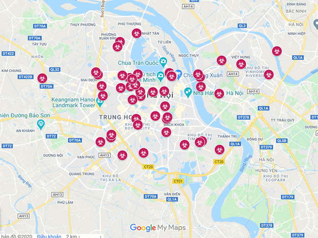 Bản đồ dịch COVID-19 tại Hà Nội trên Google Maps gây hoang mang