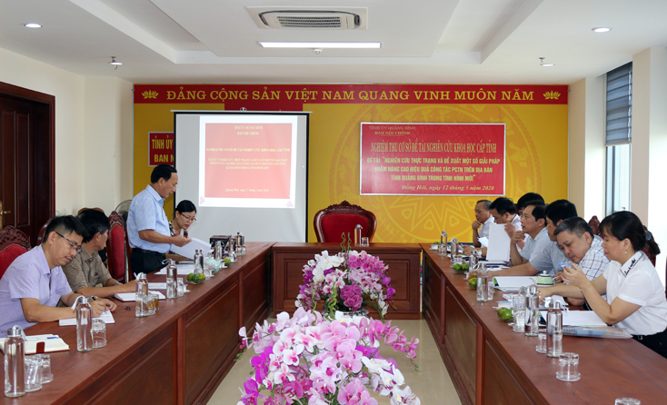Tổ chức nghiệm thu cấp cơ sở đề tài nghiên cứu khoa học cấp tỉnh
